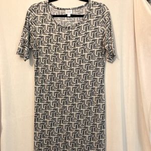 Lularoe Julia dress. Size Medium. Grey and white.